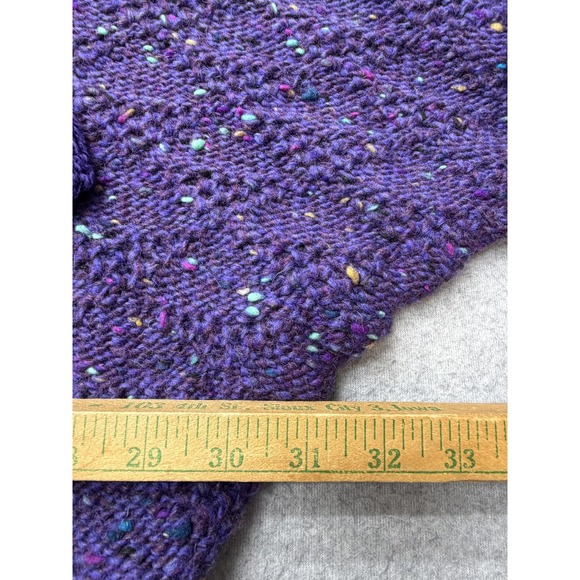 Vintage Purple‎ Tweed Knit Sweater Womens Large Beaded Dolman Cardigan Cape 80s - Picture 14 of 16